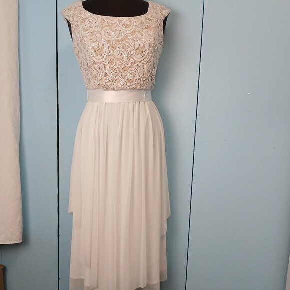 Lace and Sheer Stretch Fabrics Gown - Picture 1 of 8
